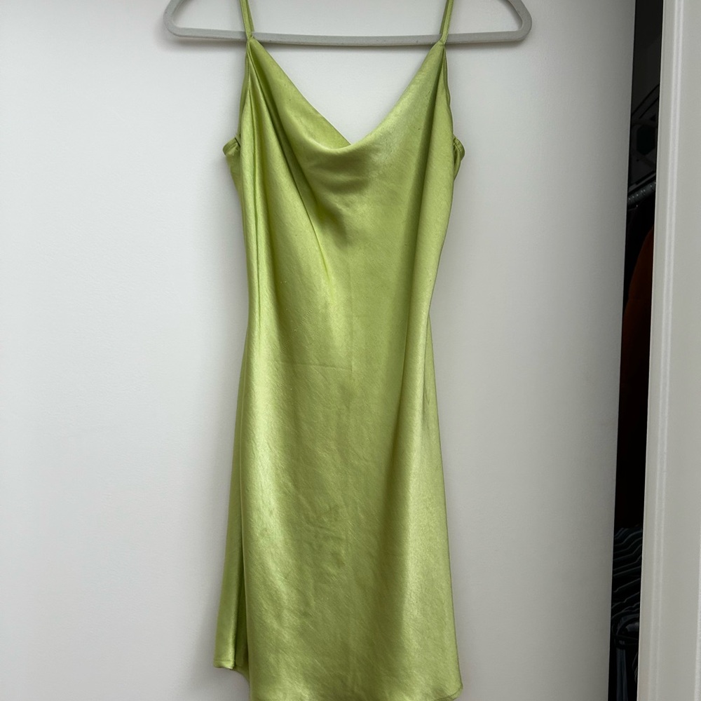 Sleek Lime Green Slip Dress